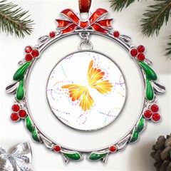 Butterfly Art T- Shirtbutterfly T- Shirt (5) Metal X mas Wreath Ribbon Ornament