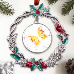 Butterfly Art T- Shirtbutterfly T- Shirt (5) Metal X mas Wreath Holly leaf Ornament