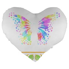 Butterfly Art T- Shirtbutterfly T- Shirt Large 19  Premium Flano Heart Shape Cushions by EnriqueJohnson