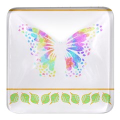 Butterfly Art T- Shirtbutterfly T- Shirt Square Glass Fridge Magnet (4 Pack)