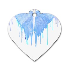 Butterfly Art T- Shirtmelting Butterfly Blue Wings Art  Design T- Shirt Dog Tag Heart (two Sides) by EnriqueJohnson