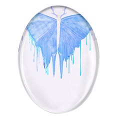 Butterfly Art T- Shirtmelting Butterfly Blue Wings Art  Design T- Shirt Oval Glass Fridge Magnet (4 Pack)