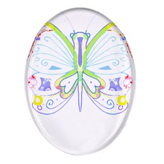 Butterfly Design T- Shirtbutterfly T- Shirt (2) Oval Glass Fridge Magnet (4 Pack)