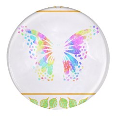 Butterfly Lover T- Shirtbutterfly T- Shirt Round Glass Fridge Magnet (4 Pack)