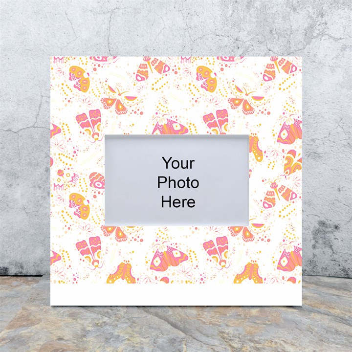 Butterfly T- Shirt Butterflies And Moths Pattern T- Shirt White Box Photo Frame 4  x 6 