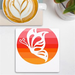 Butterfly T- Shirt Butterfly Orange Red Gradient T- Shirt Uv Print Square Tile Coaster  by EnriqueJohnson