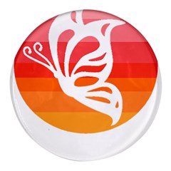 Butterfly T- Shirt Butterfly Orange Red Gradient T- Shirt Round Glass Fridge Magnet (4 Pack)