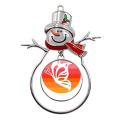 Butterfly T- Shirt Butterfly Orange Red Gradient T- Shirt Metal Snowman Ornament