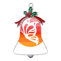 Butterfly T- Shirt Butterfly Orange Red Gradient T- Shirt Metal Holly Leaf Bell Ornament by EnriqueJohnson