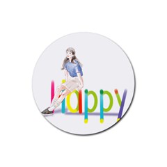 Happy Rubber Coaster (round) by SychEva