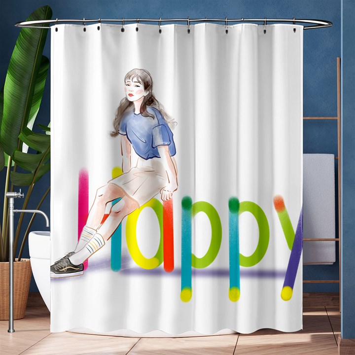 Happy Shower Curtain 60  x 72  (Medium) 