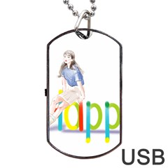 Happy Dog Tag Usb Flash (two Sides) by SychEva