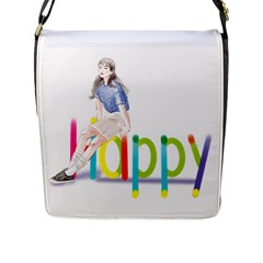 Happy Flap Closure Messenger Bag (l) by SychEva