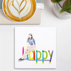 Happy Uv Print Square Tile Coaster  by SychEva