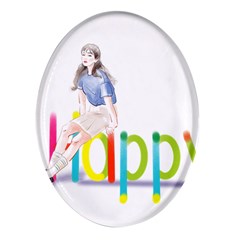 Happy Oval Glass Fridge Magnet (4 Pack) by SychEva