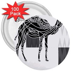 Camel Art T- Shirtcamel T- Shirt (7) 3  Buttons (100 Pack)  by EnriqueJohnson