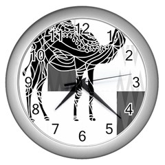 Camel Art T- Shirtcamel T- Shirt (7) Wall Clock (silver) by EnriqueJohnson