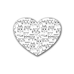 Cat Apparel T- Shirt Cute Cat Pattern For Cat Lovers T- Shirt Rubber Heart Coaster (4 Pack) by EnriqueJohnson