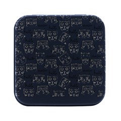 Cat Apparel T- Shirt Cute Cat Pattern For Cat Lovers T- Shirt Square Metal Box (black)