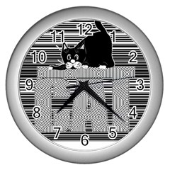 Cat Lover Gifts T- Shirtcat T- Shirt (3) Wall Clock (silver) by EnriqueJohnson