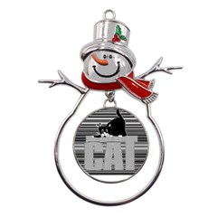 Cat Lover Gifts T- Shirtcat T- Shirt (3) Metal Snowman Ornament