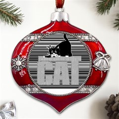 Cat Lover Gifts T- Shirtcat T- Shirt (3) Metal Snowflake And Bell Red Ornament by EnriqueJohnson