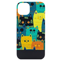 Cat T- Shirt Cute Cats Colorful Seamless Pattern T- Shirt Iphone 14 Plus Black Uv Print Case by EnriqueJohnson