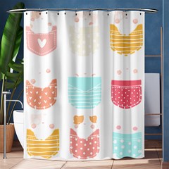 Cats In Pockets T- Shirt Adorable Cats Peaking Out Of Pockets Pattern T- Shirt Shower Curtain 60  X 72  (medium)  by EnriqueJohnson