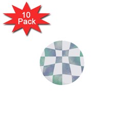 Checkerboard T- Shirt Psychedelic Watercolor Check Aqua T- Shirt 1  Mini Buttons (10 Pack)  by EnriqueJohnson