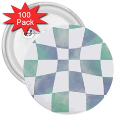 Checkerboard T- Shirt Psychedelic Watercolor Check Aqua T- Shirt 3  Buttons (100 Pack)  by EnriqueJohnson