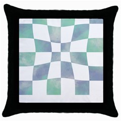 Checkerboard T- Shirt Psychedelic Watercolor Check Aqua T- Shirt Throw Pillow Case (black) by EnriqueJohnson