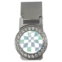 Checkerboard T- Shirt Psychedelic Watercolor Check Aqua T- Shirt Money Clips (cz)  by EnriqueJohnson