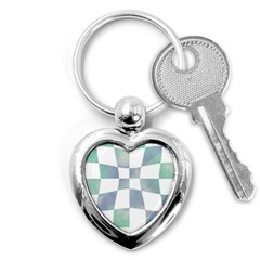 Checkerboard T- Shirt Psychedelic Watercolor Check Aqua T- Shirt Key Chain (heart) by EnriqueJohnson