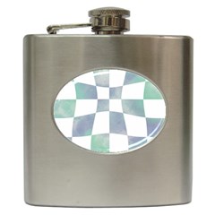 Checkerboard T- Shirt Psychedelic Watercolor Check Aqua T- Shirt Hip Flask (6 Oz) by EnriqueJohnson