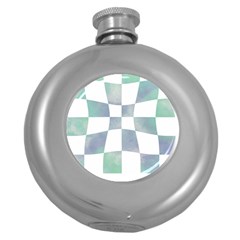 Checkerboard T- Shirt Psychedelic Watercolor Check Aqua T- Shirt Round Hip Flask (5 Oz) by EnriqueJohnson