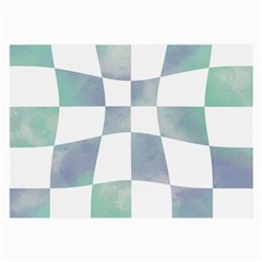 Checkerboard T- Shirt Psychedelic Watercolor Check Aqua T- Shirt Large Glasses Cloth (2 Sides) by EnriqueJohnson