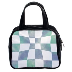 Checkerboard T- Shirt Psychedelic Watercolor Check Aqua T- Shirt Classic Handbag (two Sides) by EnriqueJohnson