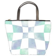 Checkerboard T- Shirt Psychedelic Watercolor Check Aqua T- Shirt Bucket Bag by EnriqueJohnson