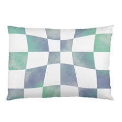 Checkerboard T- Shirt Psychedelic Watercolor Check Aqua T- Shirt Pillow Case by EnriqueJohnson