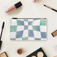 Checkerboard T- Shirt Psychedelic Watercolor Check Aqua T- Shirt Cosmetic Bag (small) by EnriqueJohnson