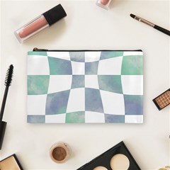 Checkerboard T- Shirt Psychedelic Watercolor Check Aqua T- Shirt Cosmetic Bag (medium) by EnriqueJohnson