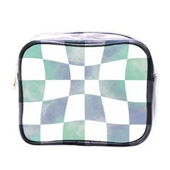 Checkerboard T- Shirt Psychedelic Watercolor Check Aqua T- Shirt Mini Toiletries Bag (one Side) by EnriqueJohnson