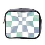 Checkerboard T- Shirt Psychedelic Watercolor Check Aqua T- Shirt Mini Toiletries Bag (Two Sides) Front