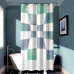 Checkerboard T- Shirt Psychedelic Watercolor Check Aqua T- Shirt Shower Curtain 36  X 72  (stall)  by EnriqueJohnson