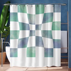 Checkerboard T- Shirt Psychedelic Watercolor Check Aqua T- Shirt Shower Curtain 60  X 72  (medium)  by EnriqueJohnson