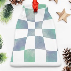 Checkerboard T- Shirt Psychedelic Watercolor Check Aqua T- Shirt Ornament (bell) by EnriqueJohnson