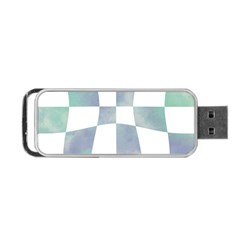 Checkerboard T- Shirt Psychedelic Watercolor Check Aqua T- Shirt Portable Usb Flash (two Sides) by EnriqueJohnson