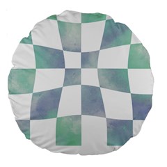 Checkerboard T- Shirt Psychedelic Watercolor Check Aqua T- Shirt Large 18  Premium Round Cushions by EnriqueJohnson