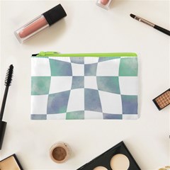 Checkerboard T- Shirt Psychedelic Watercolor Check Aqua T- Shirt Cosmetic Bag (xs) by EnriqueJohnson