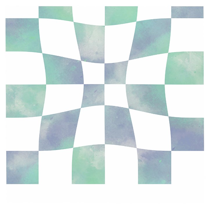 Checkerboard T- Shirt Psychedelic Watercolor Check Aqua T- Shirt Wooden Puzzle Square